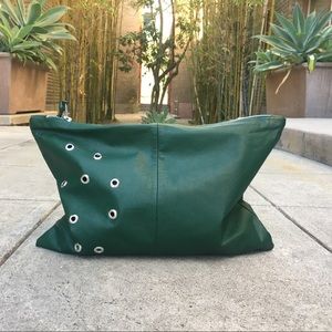 Reversible Recycled Vintage Leather Clutch Bag with Rivets
